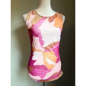 HALOGEN Abstract Print Sleeveless Tank Top M y2k fairy boho whimsi pink